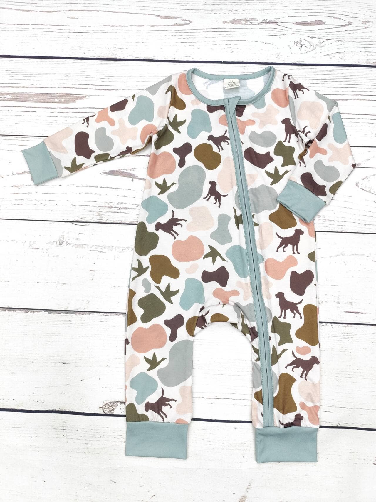 Duck Camouflage Print Zip Sleeper- Bamboo