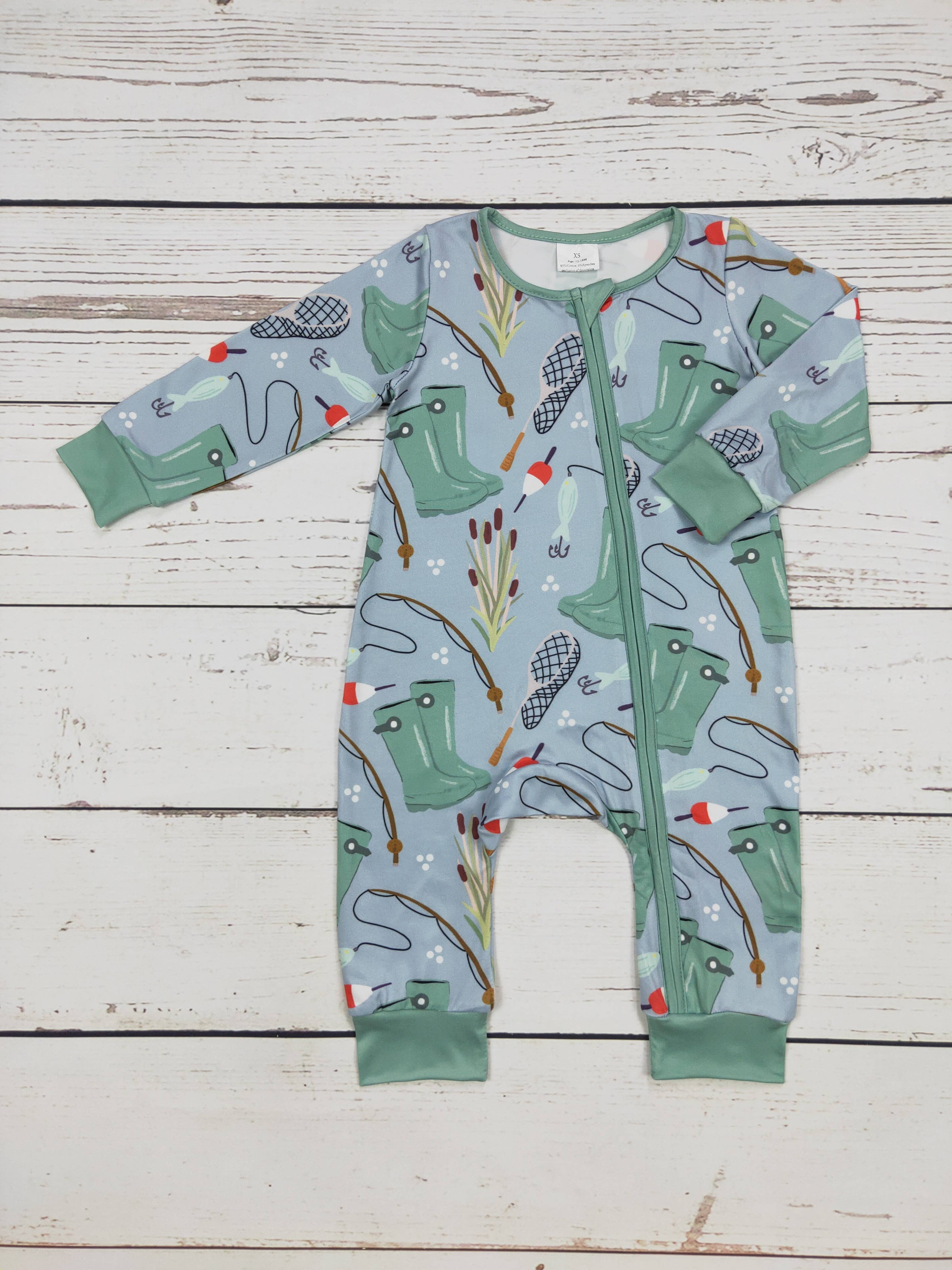 Fish Print Zip Romper