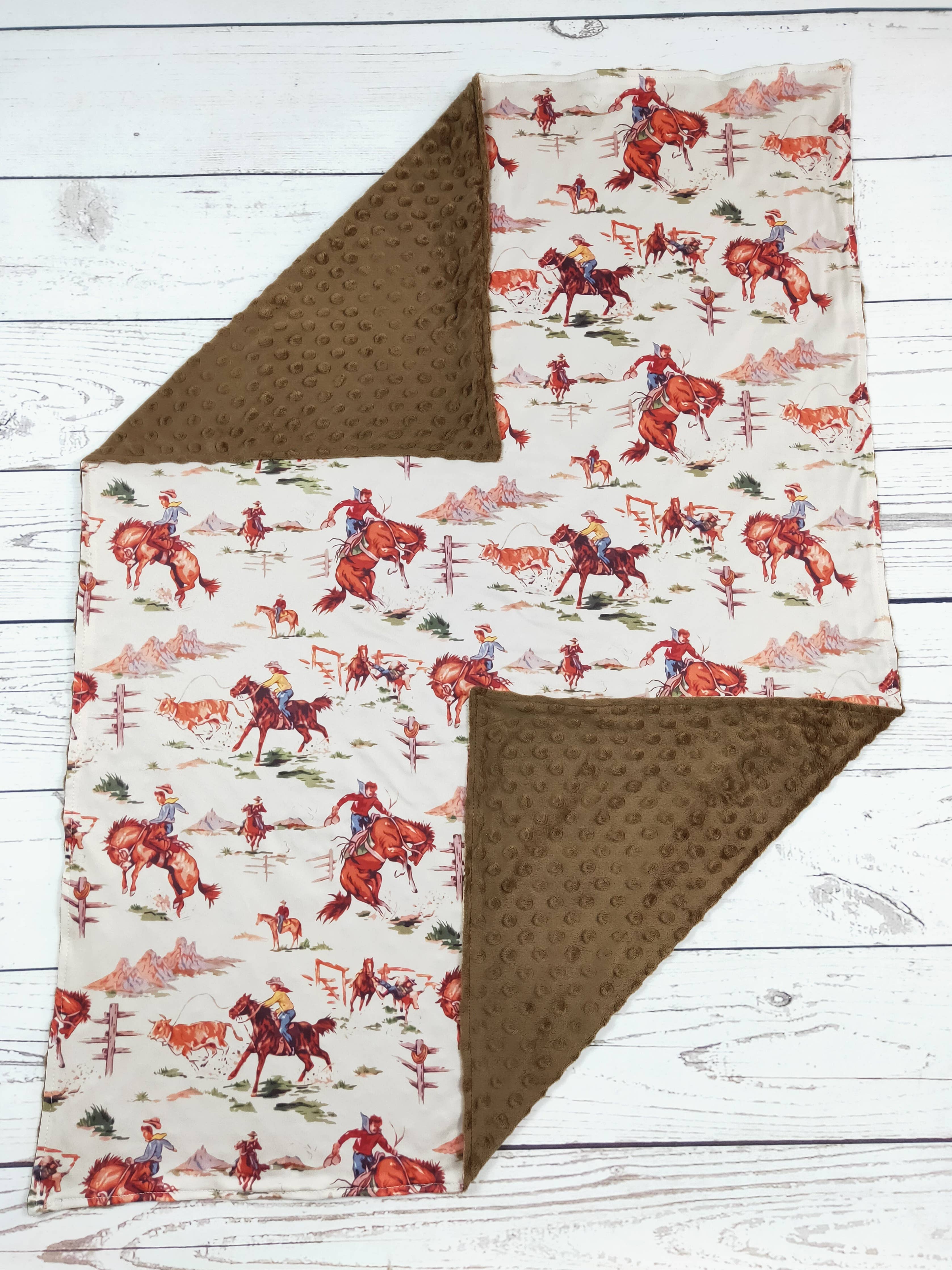 Brown Minky Rodeo Western Blankets