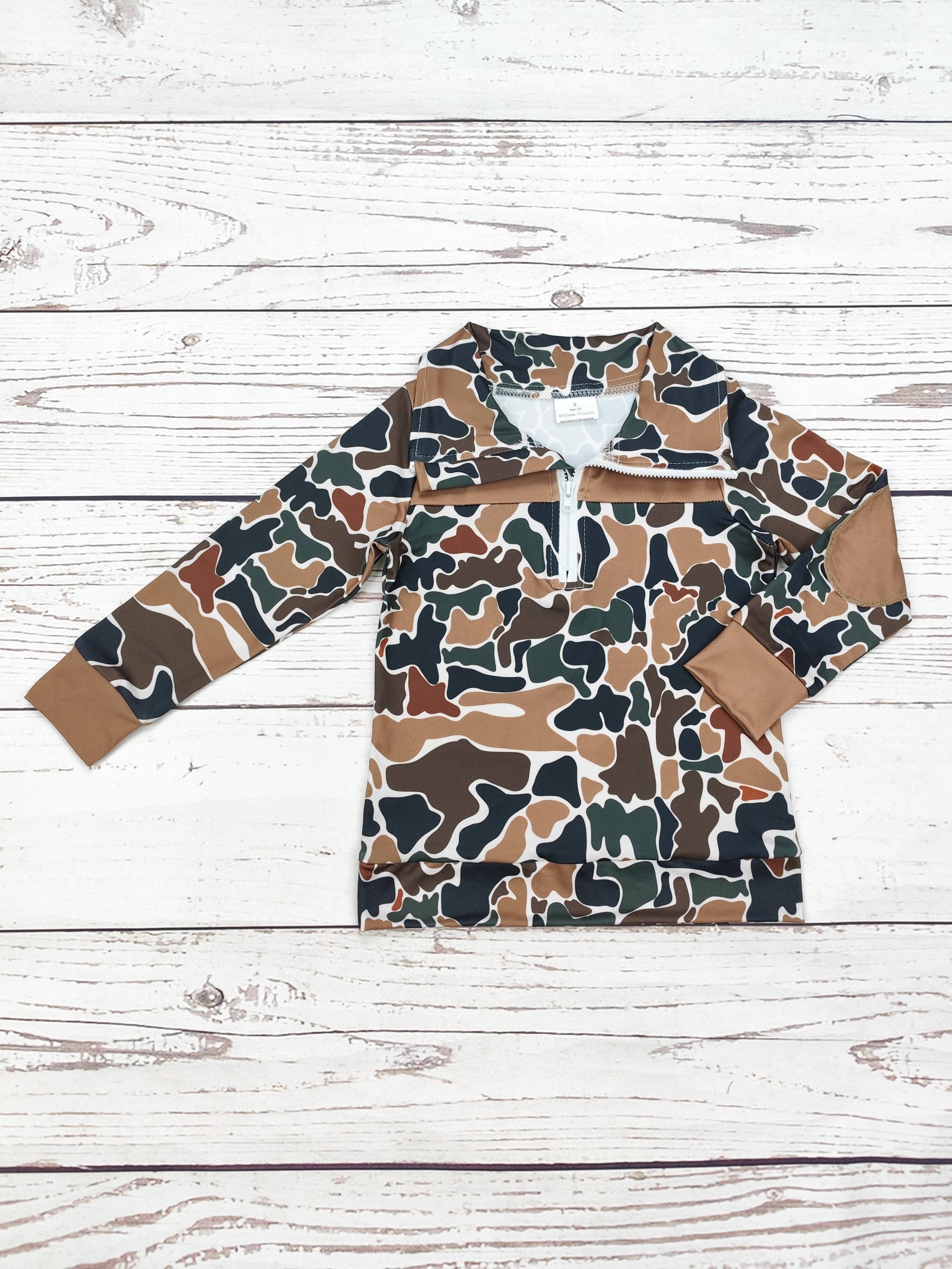 Woodland Camouflage Zip Hunting Pullover