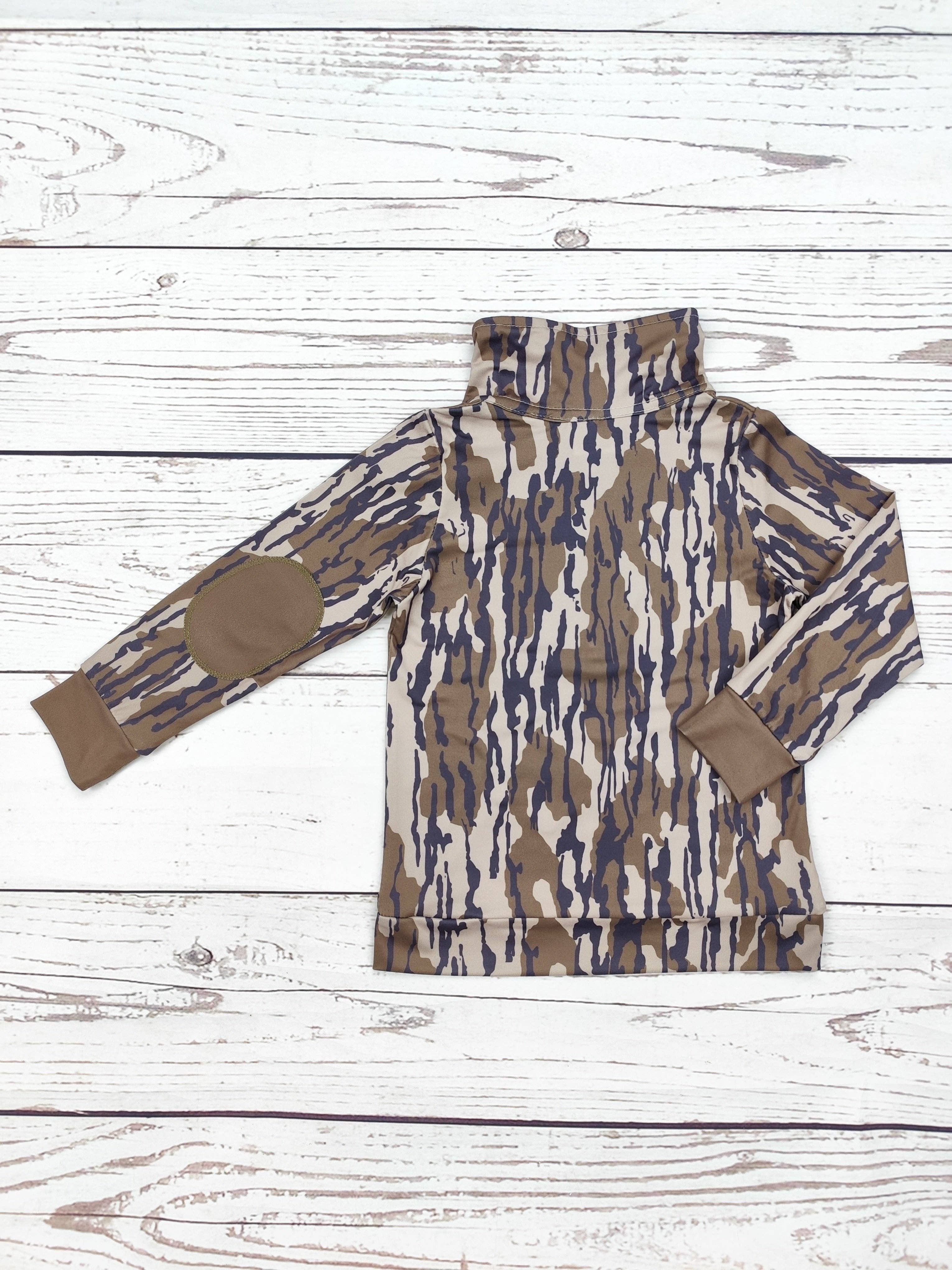 Bottomland Style 1/2 zip Camouflage Zip Hunting Pullover