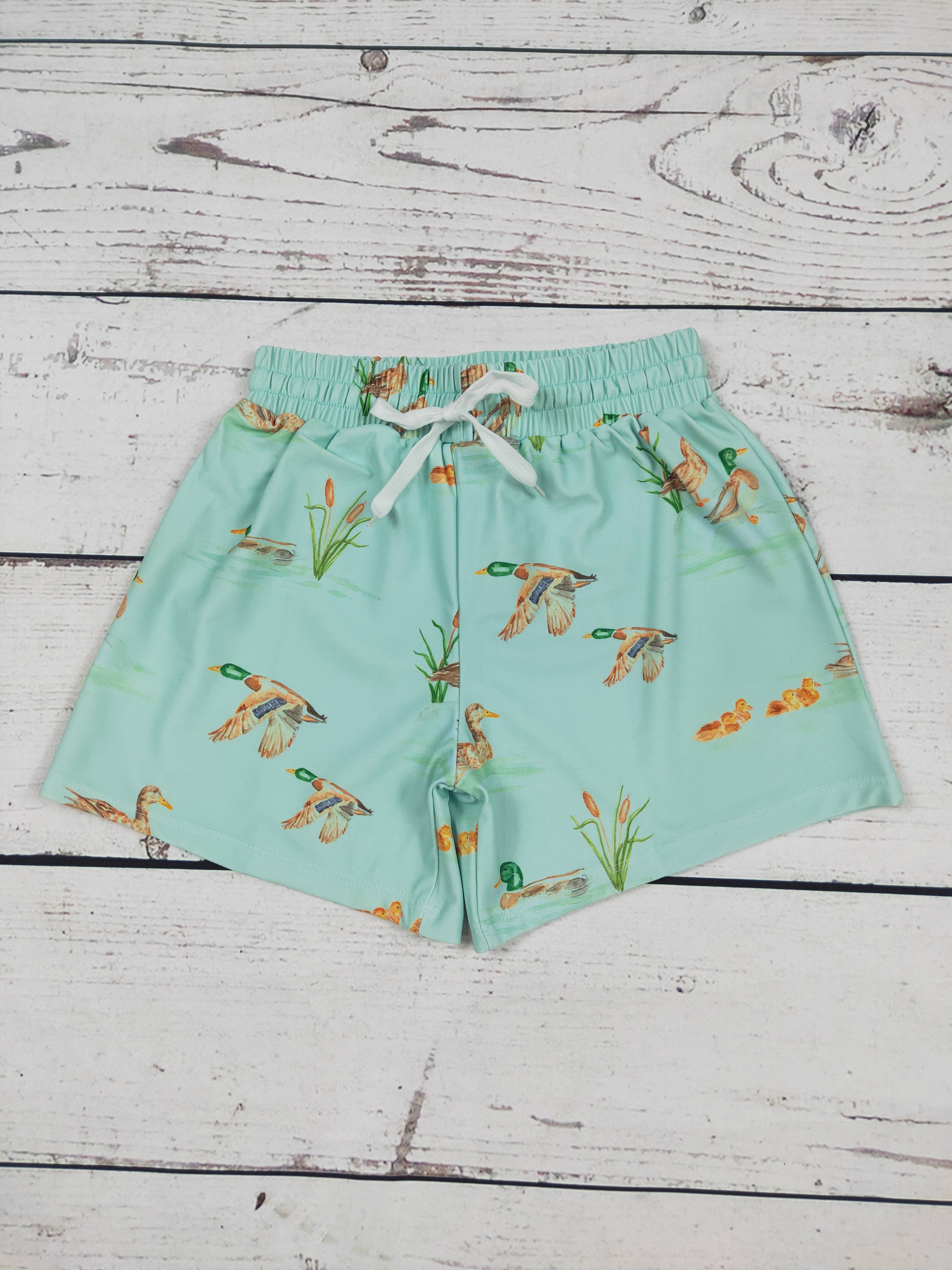 Green Mallard Printed Swim Shorts