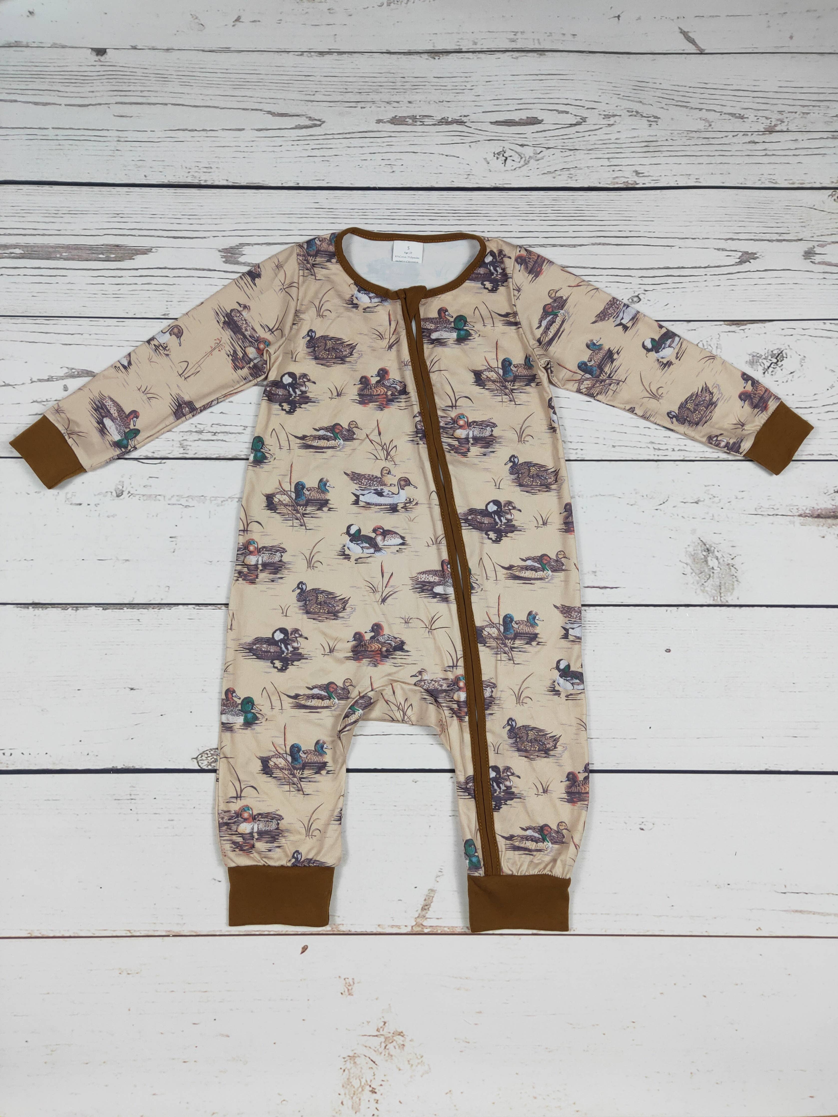 Duck Print Zip Romper