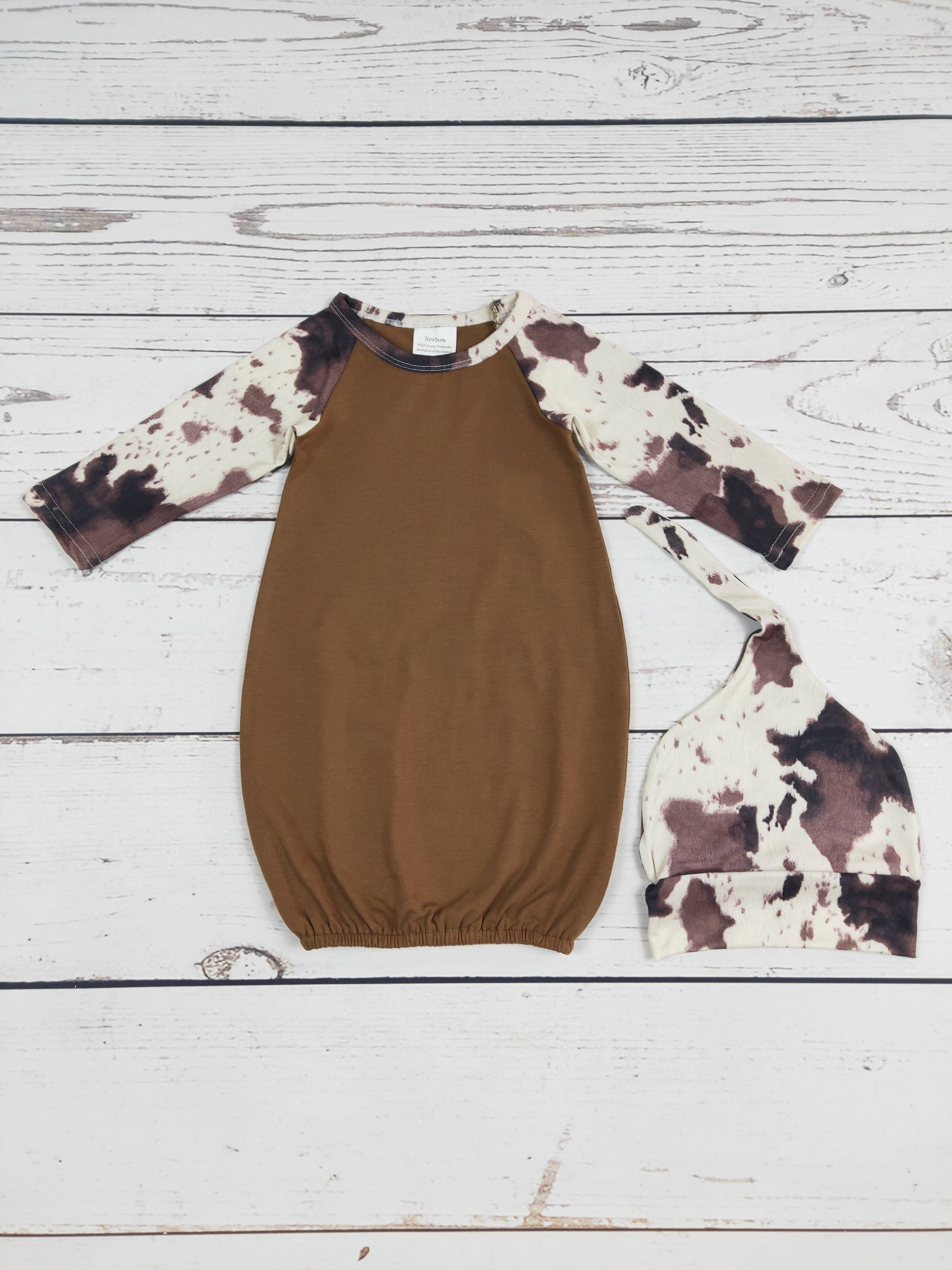 Brown Cows Printed Infant Babygown : Babygown