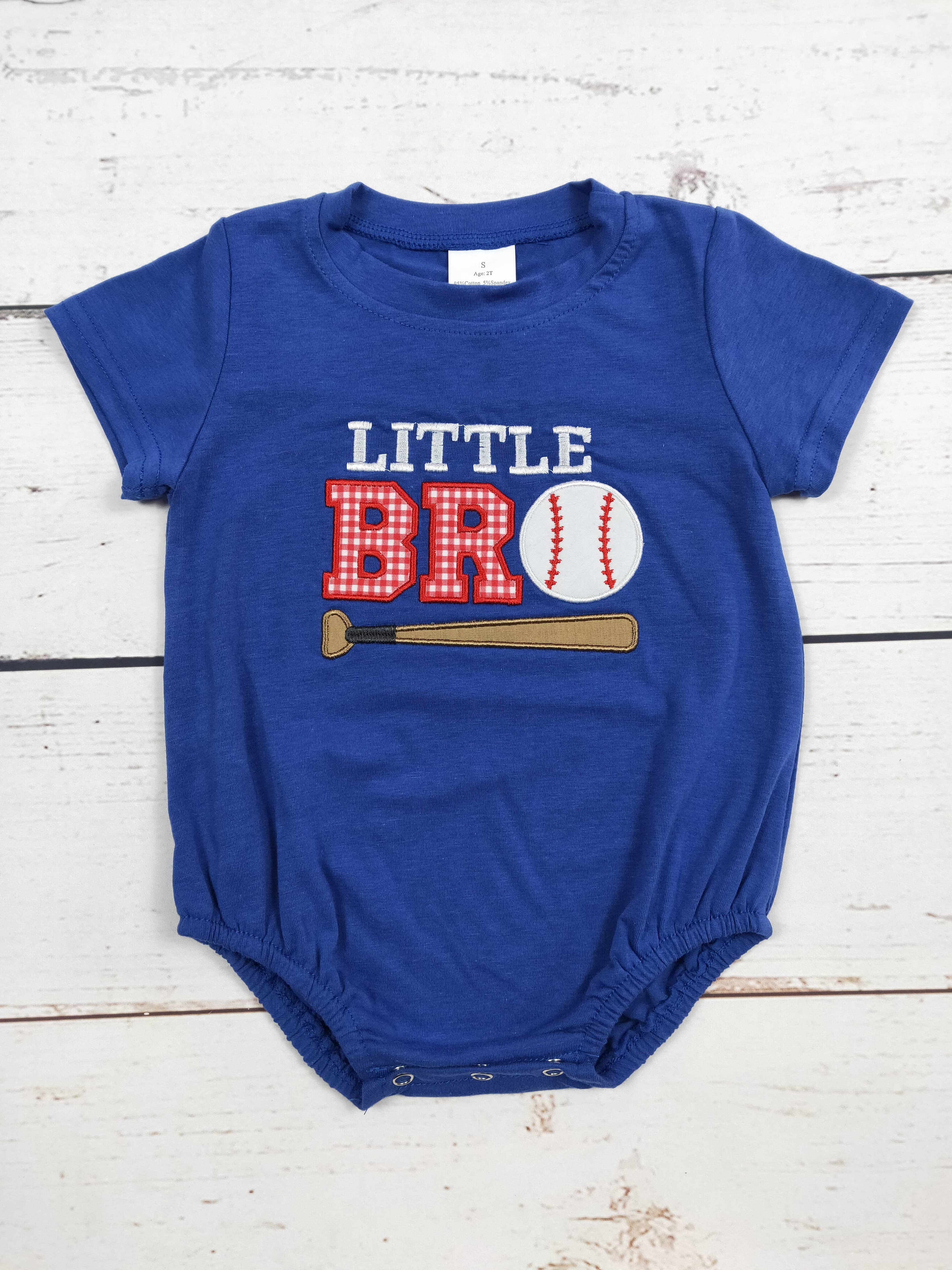Little BRO Baseball Appliqué Bubble