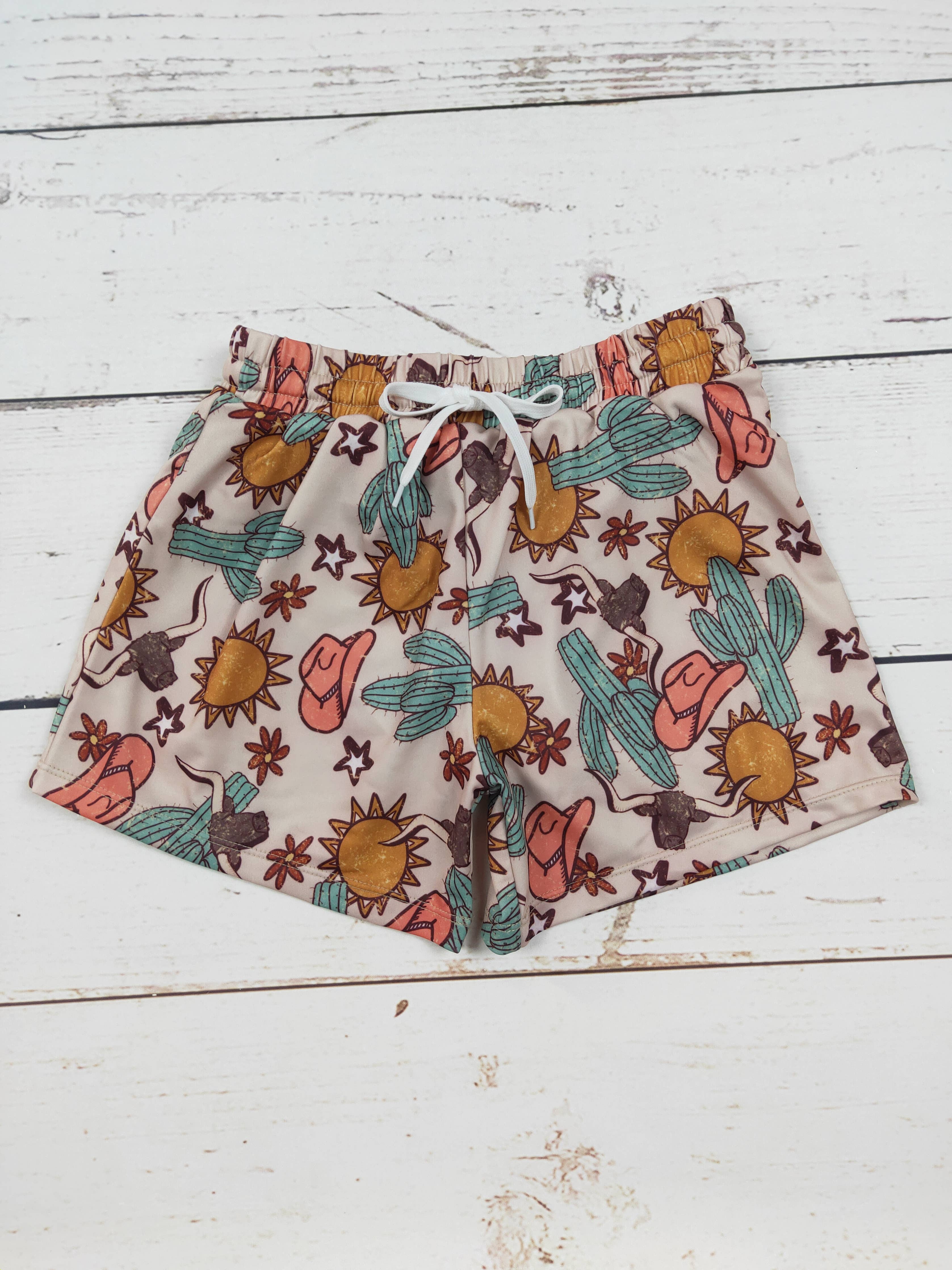 Western Print Swim Shorts