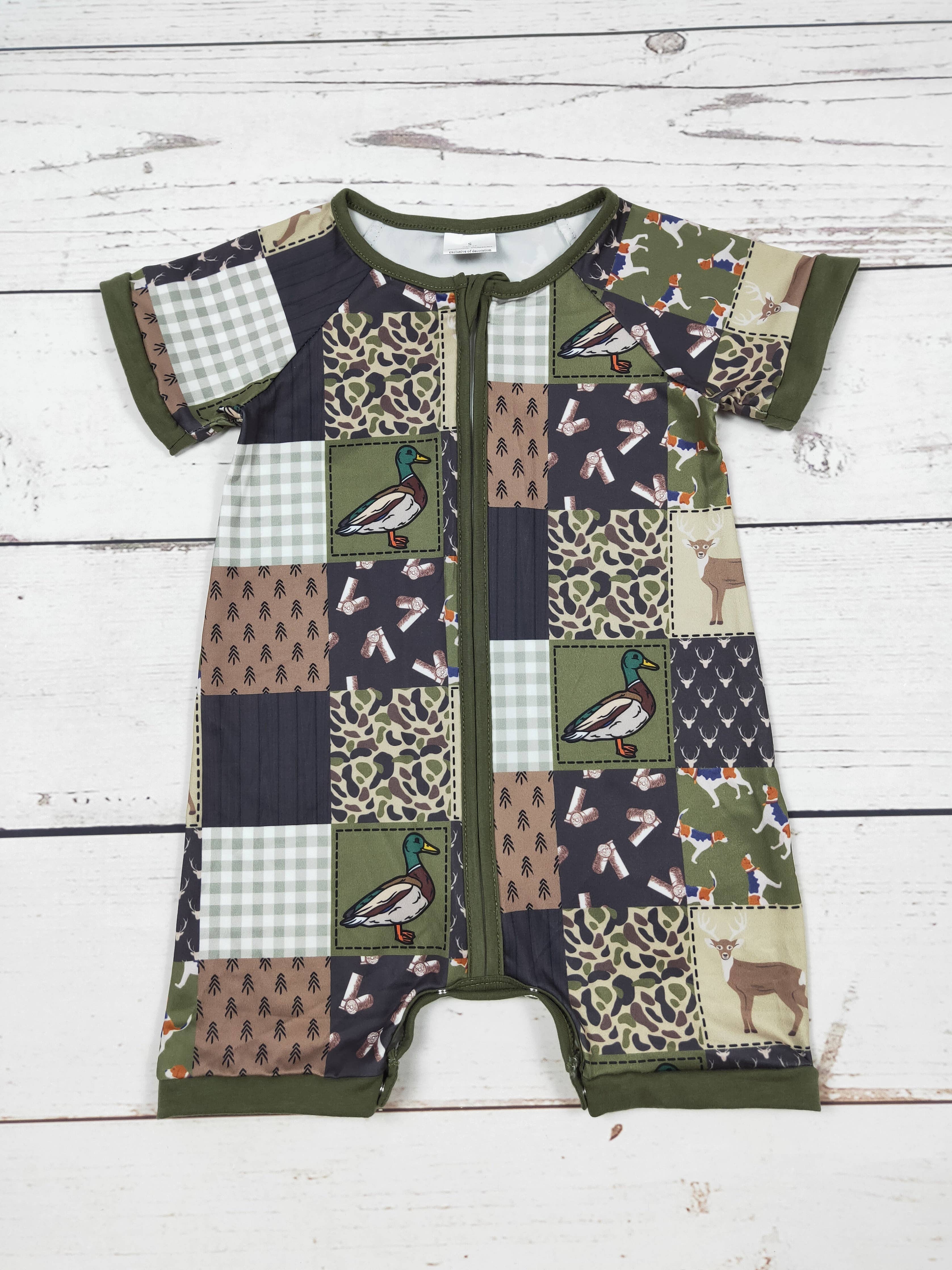Duck Camoflauge Zip Romper