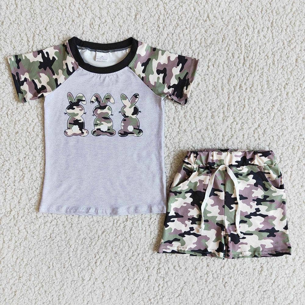 Camo Easter Bunny Shorts Set