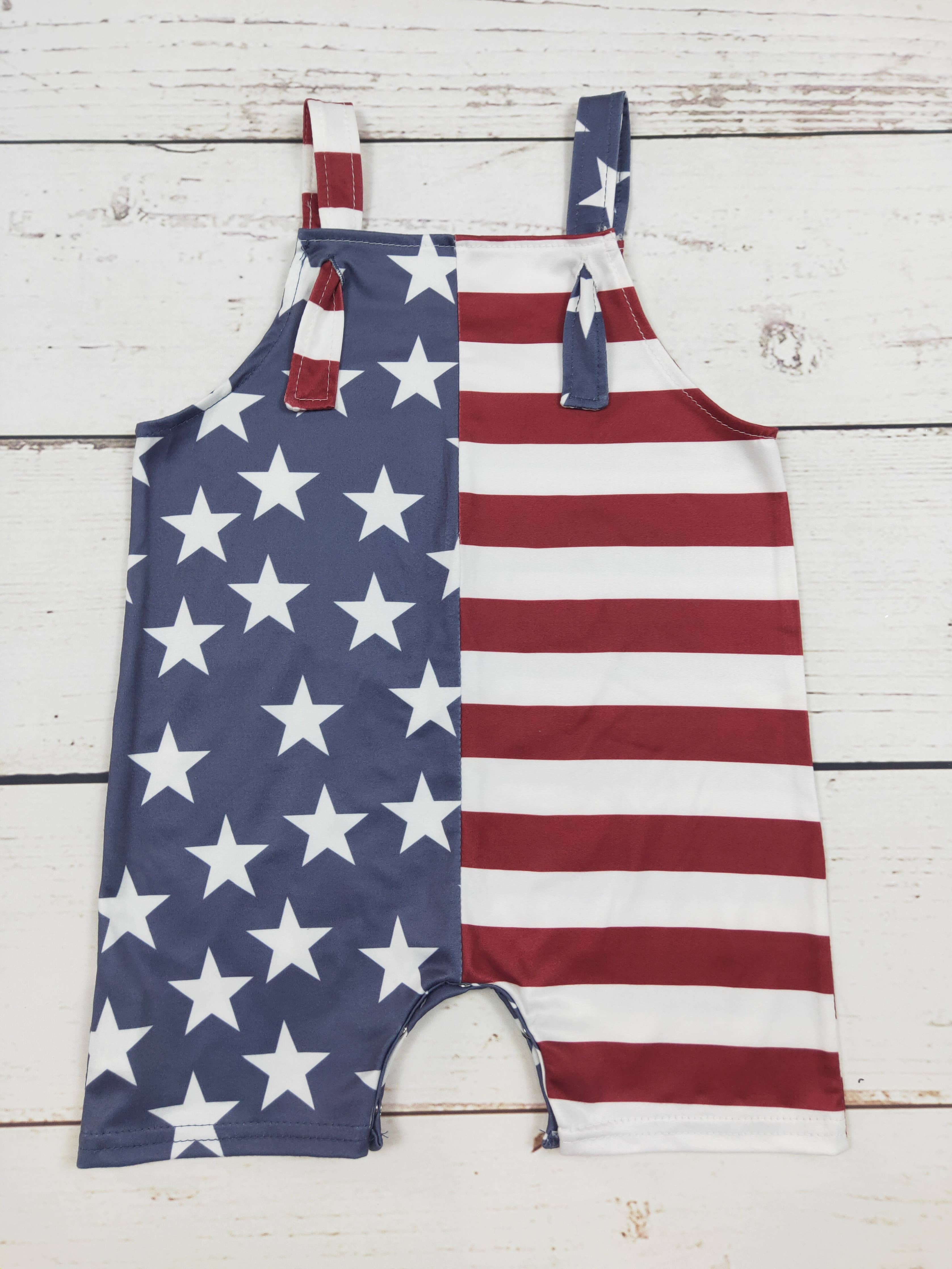 Patriotic Romper With Stars Stripe