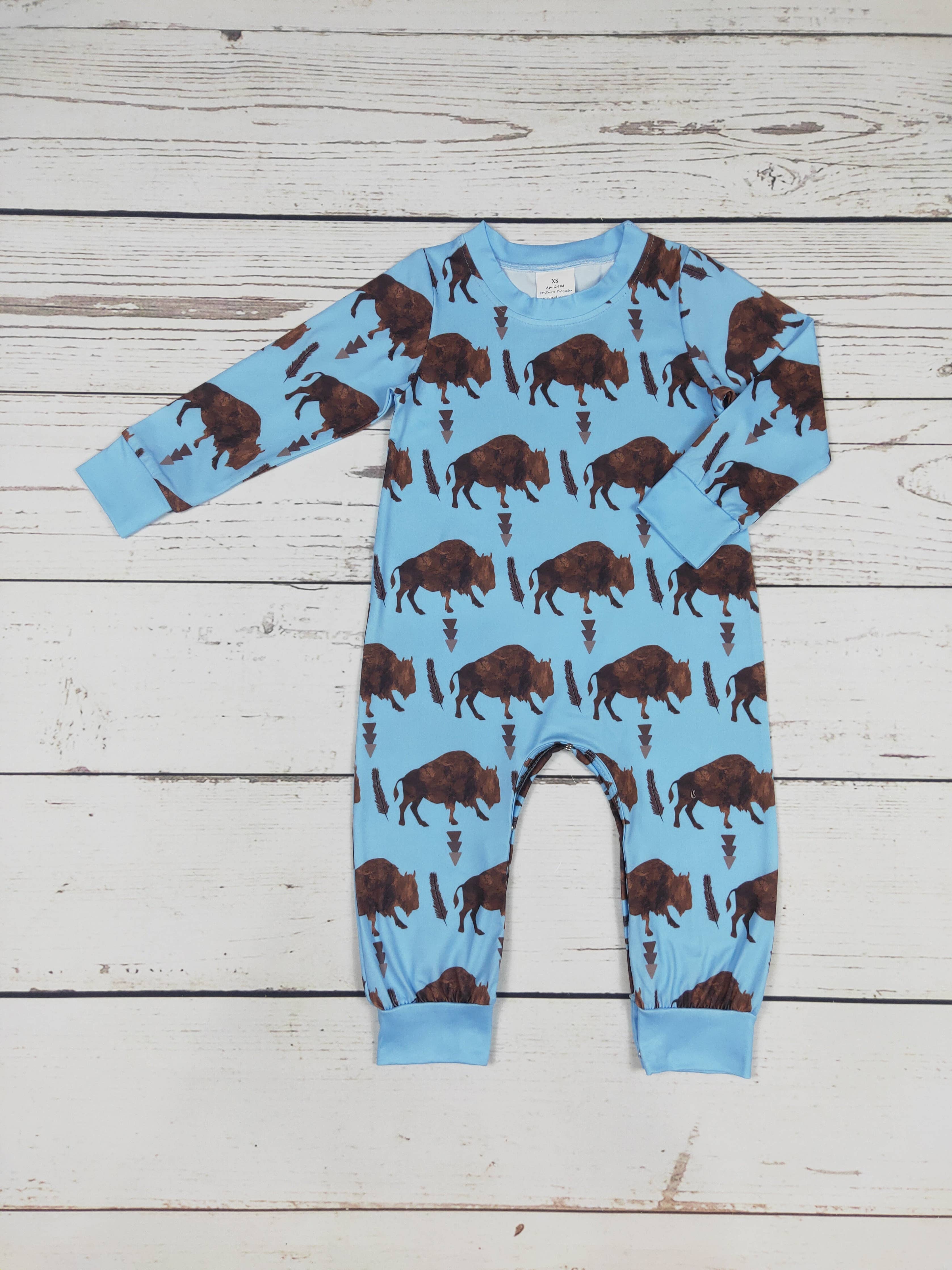 Blue Bison Snap Romper