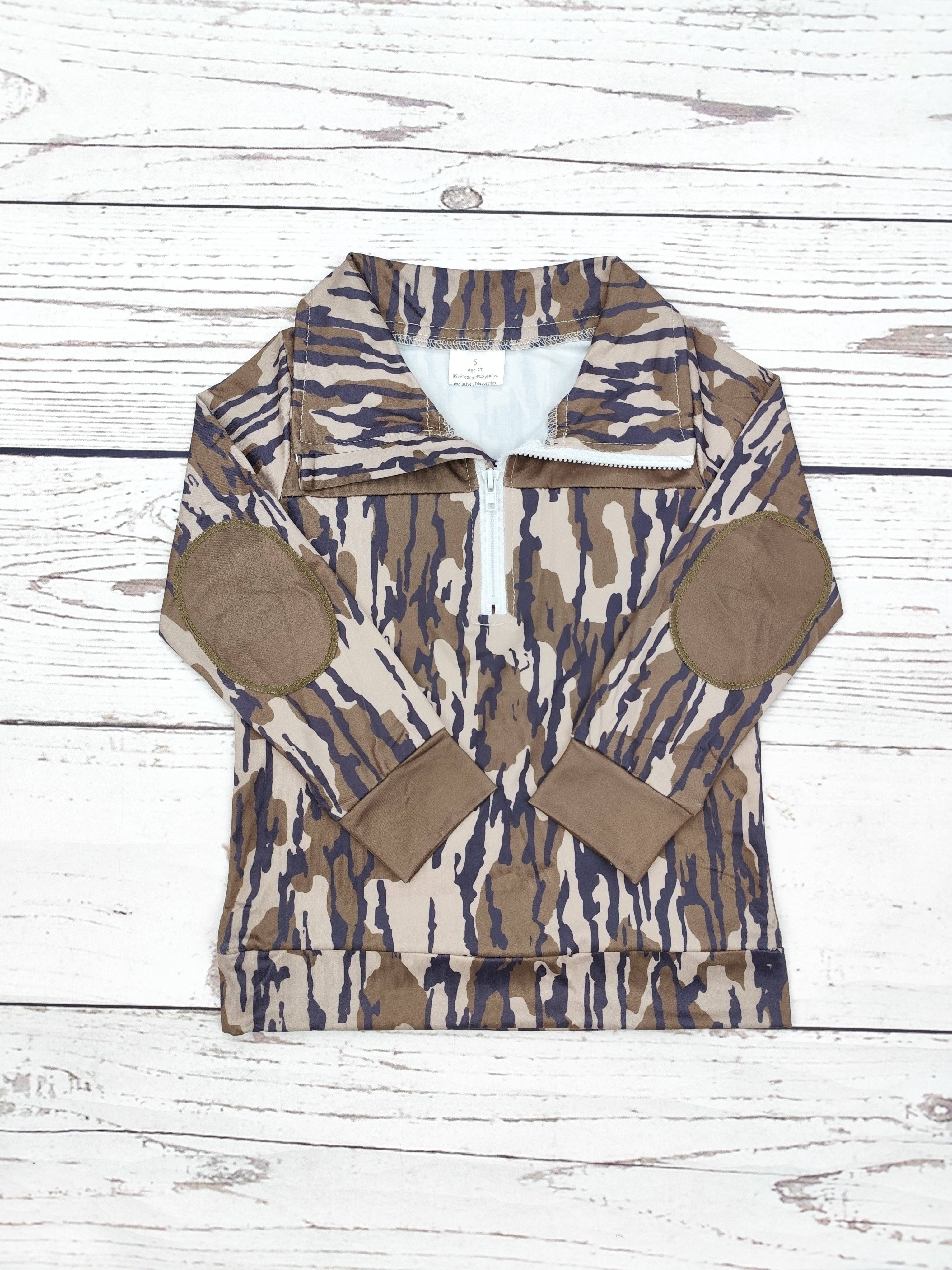 Bottomland Style 1/2 zip Camouflage Zip Hunting Pullover